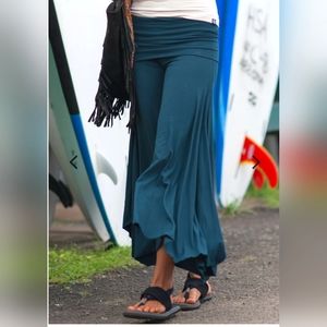 Om Gaia Tree Flow Pants Wide Leg Dark Teal Size Medium